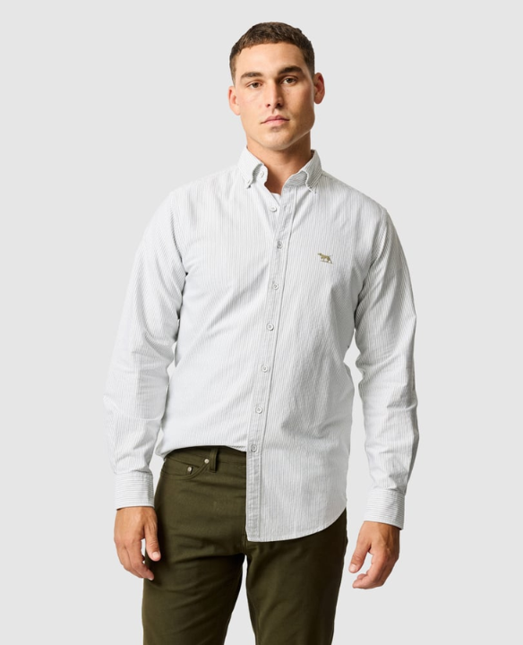 R&G OXFORD STRIPE L/S SF SHIRT