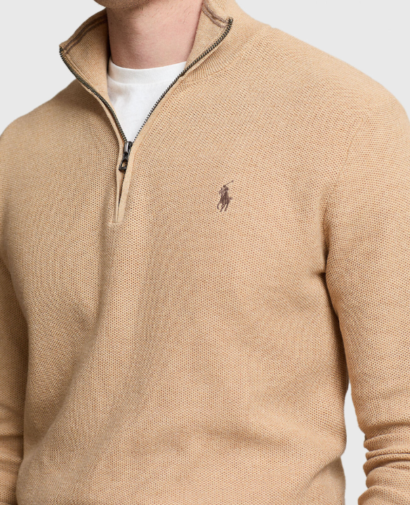 PRL HALF ZIP COTTON KNIT