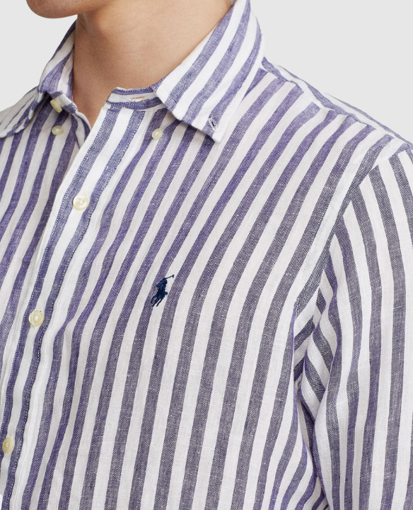 PRL LS STRIPE LINEN SHIRT