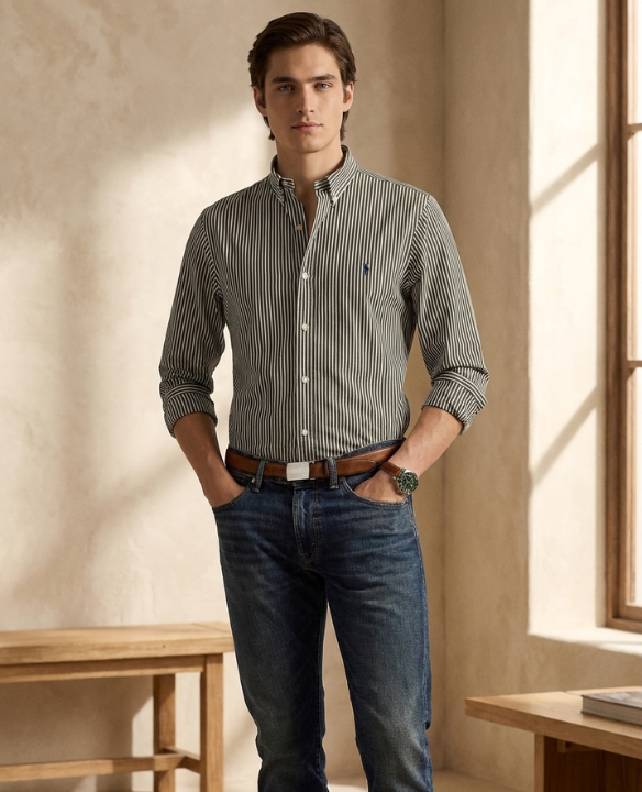 PRL L/S STRIPE POPLIN