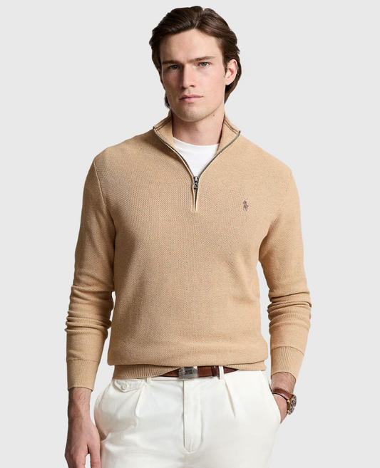 PRL HALF ZIP COTTON KNIT